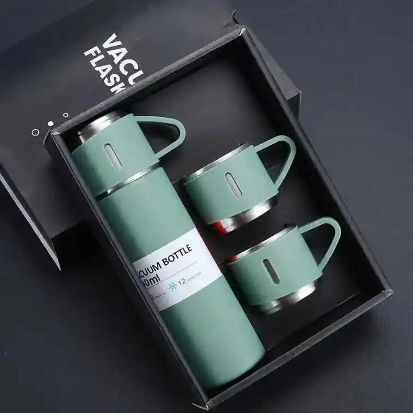 3-Cup 500ML Double-Layer Stainless Steel Vacuum Flask Set
