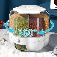 360° Rotating Rice and Grain Storage Container Dispenser Set