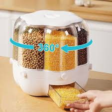 360° Rotating Rice and Grain Storage Container Dispenser Set